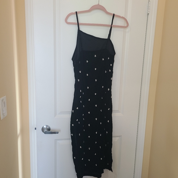 M Assymentrical Pearl-beaded Velvet Midi Black Dress UO - Picture 7 of 9